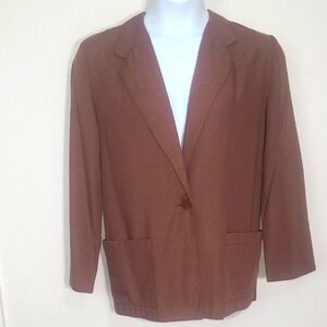 Sag Harbor Brown Blazer Women’s Size 12 Relaxed Fit Oversized Lightweight Career